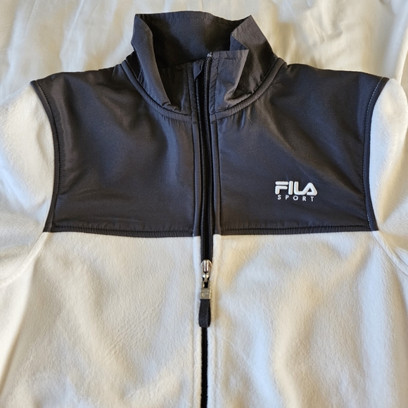 Fila Sport Women's Medium White Gray Fleece Full-zip Jacket - Picture 7 of 11